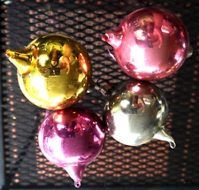4 Vintage Shiny Brite Blown Glass Balls With Points Christmas Tree Ornaments picture