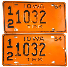 Iowa Truck 1964 Old License Plate Set Butler Co. Man Cave Decor Wall Collector picture