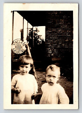 Old Original Vintage Antique Photo Picture Sinclair Gasoline Sign Boys Children picture