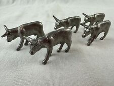 LOT OF 5 Metzke 1982? Miniature pewter bulls animals markers place holders picture