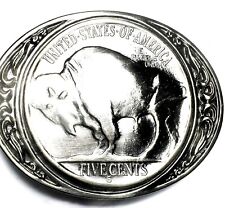 Five Cents Buffalo Nicole Belt Buckle Shinny Silver Metal picture
