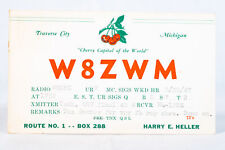 1947 Amateur Ham Radio QSL Card Traverse City MI W8ZWM Harry Heller picture