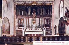Vtg 1910s The Altar Santa Barbara Mission Interior California CA Unused Postcard picture