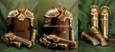 Medieval LOTR Elven Dwarf Armor Pair Of Pauldrons w Gorget Bracers & Leg Greaves picture