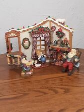 Vintage Heritage 4 Piece Santa & Elves at Dinner Hand-Painted Set Christmas picture