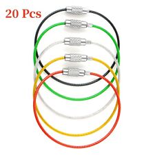 20Pcs Screw Locking Stainless Steel Wire Keychain Cable Rope Key Holder US stock picture