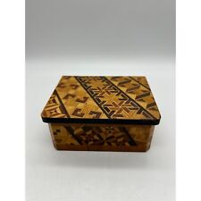 Vintage Japanese Marquetry Wooden Inlay Jewelry Trinket Box picture