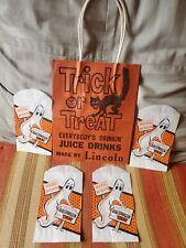 Vintage HALLOWEEN  TRICK OR TREAT Handled Paper Bag With Treat Bags Lot picture