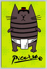 Japanese Picatso Cat Japan Sumo Wrestler World Traveler Tourist Postcard C18 picture