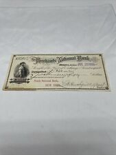1888 The Merchant's National Bank Check #50326 Ninth National Bank NY KG JD picture