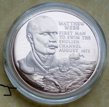 Matthew Webb 1st Man To Swim The English Channel Vintage Bronze Coin Medal picture