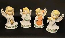 Vintage Set of 4 Porcelain Bisque Musical Christmas Angels Hand Painted 3.5in picture
