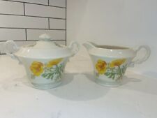 Vintage Syracuse China Co. California Poppy Creamer Pitcher & Lidded Sugar Bowl picture