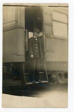 Postcard Rppc Railroad Employee Pose Train Uniform Real Photo picture