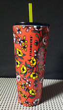 Starbucks 24 Oz Red Yellow Poppy Stainless Steel Tumbler Flower Floral 2018 RARE picture