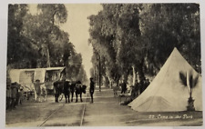 1910 CAMP IN THE PARK Euclid Ave in Ontario California Tent Wagon Postcard picture
