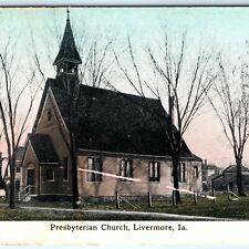 c1910s Livermore, IA Presbyterian Church Litho Photo Hand Colored Postcard A25 picture