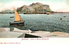 Vintage Postcard Palermo Molo E Monte Pellegrino Pier Harbor Ship Sicily Italy picture
