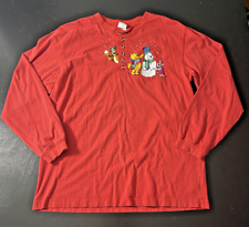 Disney Catalog Winnie the Pooh Embroidered Christmas LS Henley Shirt, Size: M picture