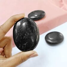 5Pcs Set Natural Polished Shungite Palm Stone Oval Shape Gemstone For Relaxation picture