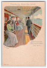 c1905 Deutschland Steamer Ship Deck Hamburg American Line Germany Postcard picture