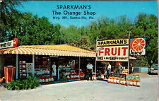 SUMTERVILLE, FLORIDA - SPARKMAN'S ORANGE SHOP ROADSIDE FRUIT STAND - POSTCARD picture