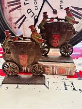 Antique Cast Iron Nuydea Worcester&London Royal Mail StageCoach Bookends England picture