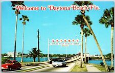 Welcome To Daytona Beach Florida Main St. Bridge Intracoastal Waterway Postcard picture