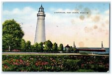 1952 View Of Lighthouse Boat Port Huron Michigan MI Posted Vintage Postcard picture