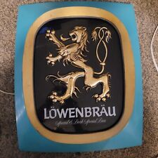 VINTAGE Lowenbrau Beer Light Gold Lion w Aqua Border  Works GREAT (VryGd+ Cond) picture