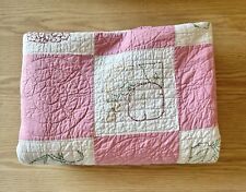 Vintage Fantastic Embroidery Flowers Quilt Handmade 74”x 74” farmhouse picture