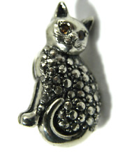 Vintage Cat Pin Brooch Silver Tone Textured picture