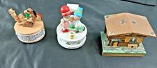 L👀K 3 Vintage Wooden Music Boxes Wonderful Life & Others Working picture