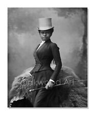 Victorian Equestrian in Riding Costume c1891, Black Woman, Vintage Photo Reprint picture