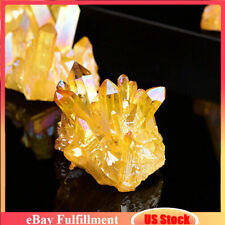 50g AAA Natural Aura Yellow Titanium Healing Quartz Crystal Cluster VUG Specimen picture