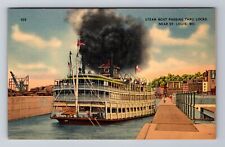 St Louis MO-Missouri, Steam Boat Passing Thru Locks, Antique, Vintage Postcard picture
