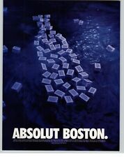 1998 Absolut Boston Vintage Vodka Print Ad Vodka Boxes In Boston Harbor Photo picture