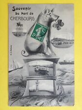cpa FANTASY written in 1907 multivue SOUVENIR of the PORT PORC of CHERBOURG Channel picture