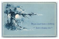 Postcard If you must have a Birthday, Have a Happy One, blue M49 picture