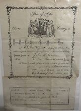 Antique 1873 Marriage Certificate/license,  Knox Ohio - READ picture