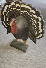 VTG Large Bever Creek Beaman Iowa Hand Painted Wood Turkey Thanksgiving Carved picture