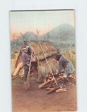 Postcard Two Village Men Chopping Woods picture