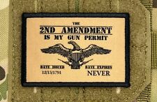 2nd Amendment Gun Permit Morale Patch / Military Badge Tactical Hook & Loop 254 picture