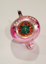 Vintage Jumbo Triple Indent Pink Glass Christmas Ornament 6
