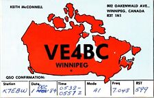 Keith McConnell Oakenwald Ave VE4BC Winnipeg QSO Postcard Manitoba MB 1984 picture