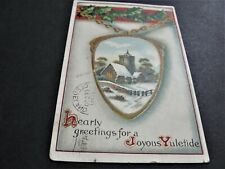 1910 Hearty Greetings for Joyous Yuletide- Ben Franklin One Cent-Postcard. RARE. picture