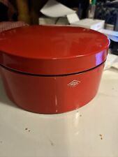 Vintage Wesco Classic Line Red Sheet Steel Cookie Biscuit Jar Box Original Tags picture