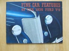 ORIGINAL 1936 FORD V-8 FINE CAR FEATURES SALES BROCHURE picture