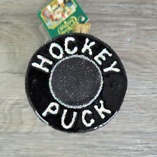 Old World Christmas Hockey Puck Ornament OWC Blown Glass Glitter NHL picture