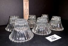 6 Vintage Clear Glass Ribbed Taper Candlestick Holders picture